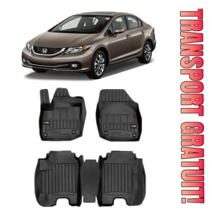 Honda CIVIc IX Din 03.2012 - 02.2017, Hatchback , Set Covorase Auto Tip Tavita Premium 3D, din cauciuc - Img 1