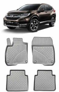 Honda Cr-V V Hybrid Din 02.2019 - Prezent, Suv, Hybrid , Set Covorase Auto Tip Tavita Premium 3D, din cauciuc accesorii pentru autoturismul tau - masina v163700