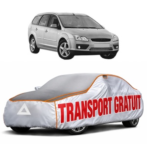 Husa Prelata Antigrindina Auto FORD FOCUS II Turnier (DA_, FFS, DS) din 2004-2012, Protectie auto contra intemperiilor la grindina, Waterproof, 4x Stickere auto FORD