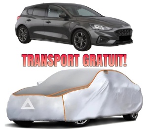 Husa Prelata Antigrindina Auto FORD FOCUS IV (HN) din 2018-2022, Protectie auto contra intemperiilor la grindina, Waterproof, 4x Stickere auto FORD