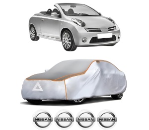 Husa Prelata Antigrindina Auto NISSAN MICRA C+C III (K12) din 2005-2010, Protectie auto contra intemperiilor la grindina, Waterproof, 4x Stickere auto NISSAN - Img 2