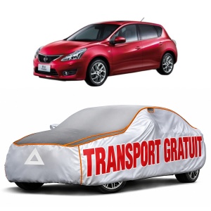 Husa Prelata Antigrindina Auto NISSAN TIIDA Hatchback (C12) din 2013, Protectie auto contra intemperiilor la grindina, Waterproof, 4x Stickere auto NISSAN