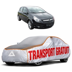 Husa Prelata Antigrindina Auto OPEL CORSA D (S07) din 2006-2014, Protectie auto contra intemperiilor la grindina, Waterproof, 4x Stickere auto OPEL