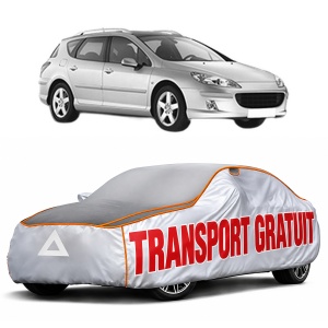 Husa Prelata Antigrindina Auto PEUGEOT 407 SW (6E_, 6D_) din 2004-2010, Protectie auto contra intemperiilor la grindina, Waterproof, 4x Stickere auto PEUGEOT