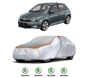 Husa Prelata Antigrindina Auto SKODA FABIA III (NJ3) din 2014-2021, Protectie auto contra intemperiilor la grindina, Waterproof, 4x Stickere auto SKODA - Img 2