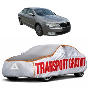 Husa Prelata Antigrindina Auto SKODA SUPERB II (3T4) din 2008-2015, Protectie auto contra intemperiilor la grindina, Waterproof, 4x Stickere auto SKODA
