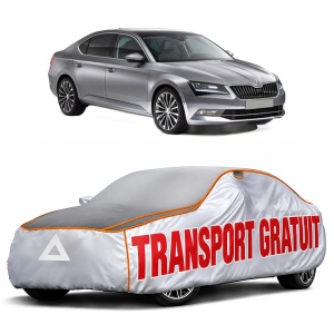 Husa Prelata Antigrindina Auto SKODA SUPERB III (3V3) din 2015-2024, Protectie auto contra intemperiilor la grindina, Waterproof, 4x Stickere auto SKODA