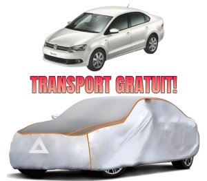 Husa Prelata Antigrindina Auto Volskwagen POLO V Saloon (602, 604, 612, 614) din 2010-2022, Protectie auto contra intemperiilor la grindina, Waterproof, 4x Stickere auto Volskwagen
