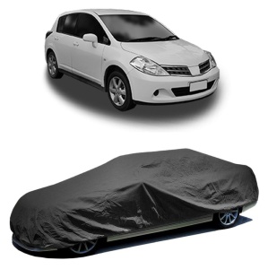 Husa prelata auto pentru NISSAN TIIDA Hatchback (C11) 2004 - 2013, culoare negru, material textil impermeabil, rezistanta la intemperii praf UV, CARPASSION Husa Protectie - Img 2