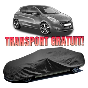 Husa prelata auto pentru PEUGEOT 208 I (CA_, CC_) 2012 - 2019, culoare negru, material textil impermeabil, rezistanta la intemperii praf UV, CARPASSION Husa Protectie