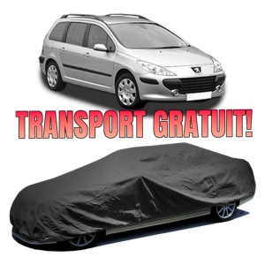 Husa prelata auto pentru PEUGEOT 307 Break (3E) 2002 - 2009, culoare negru, material textil impermeabil, rezistanta la intemperii praf UV, CARPASSION Husa Protectie
