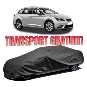 Husa prelata auto pentru SEAT LEON ST (5F8) 2012 - 2020, culoare negru, material textil impermeabil, rezistanta la intemperii praf UV, CARPASSION Husa Protectie
