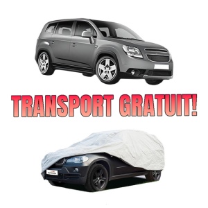 Husa tip prelata auto CHEVROLET ORLANDO (J309) din 2011-2015, Culoare Gri, material textil impermeabil, rezistanta la intemperii praf UV, CARPASSION Husa Protectie, 4 Stickere auto cu CHEVROLET