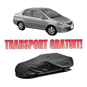 Husa tip prelata auto HONDA CITY V Saloon (GM2, GM3) din 2008, Culoare Negru, material textil impermeabil, rezistanta la intemperii praf UV, CARPASSION Husa Protectie, 4 Stickere auto cu HONDA