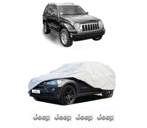 Husa tip prelata auto JEEP CHEROKEE (KJ) din 2001-2008, Culoare Gri, material textil impermeabil, rezistanta la intemperii praf UV, CARPASSION Husa Protectie, 4 Stickere auto cu JEEP - Img 2