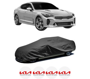 Husa tip prelata auto KIA STINGER Hatchback Van (CK) din 2018, Culoare Negru, material textil impermeabil, rezistanta la intemperii praf UV, CARPASSION Husa Protectie, 4 Stickere auto cu KIA - Img 2