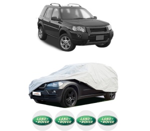 Husa tip prelata auto LAND ROVER FREELANDER 2 (L359) din 2006-2014, Culoare Gri, material textil impermeabil, rezistanta la intemperii praf UV, CARPASSION Husa Protectie, 4 Stickere auto cu LAND ROVER - Img 2