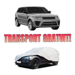 Husa tip prelata auto LAND ROVER RANGE ROVER SPORT III (L461) din 2022-2023, Culoare Gri, material textil impermeabil, rezistanta la intemperii praf UV, CARPASSION Husa Protectie, 4 Stickere auto cu LAND ROVER