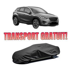 Husa tip prelata auto MAZDA CX-5 Van (KE_) din 2015-2017, Culoare Negru, material textil impermeabil, rezistanta la intemperii praf UV, CARPASSION Husa Protectie, 4 Stickere auto cu MAZDA