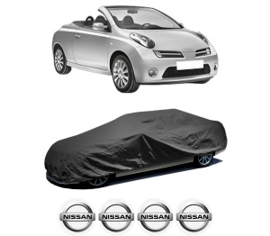 Husa tip prelata auto NISSAN MICRA C+C III (K12) din 2005-2010, Culoare Negru, material textil impermeabil, rezistanta la intemperii praf UV, CARPASSION Husa Protectie, 4 Stickere auto cu NISSAN - Img 2