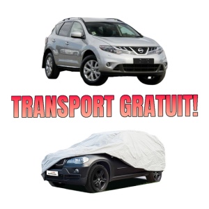 Husa tip prelata auto NISSAN MURANO II VAN (Z51) din 2013-2014, Culoare Gri, material textil impermeabil, rezistanta la intemperii praf UV, CARPASSION Husa Protectie, 4 Stickere auto cu NISSAN