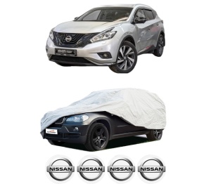 Husa tip prelata auto NISSAN MURANO III (Z52_) din 2016, Culoare Gri, material textil impermeabil, rezistanta la intemperii praf UV, CARPASSION Husa Protectie, 4 Stickere auto cu NISSAN - Img 2