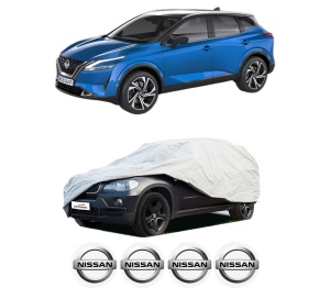 Husa tip prelata auto NISSAN QASHQAI III (J12) din 2021-2022, Culoare Gri, material textil impermeabil, rezistanta la intemperii praf UV, CARPASSION Husa Protectie, 4 Stickere auto cu NISSAN - Img 2