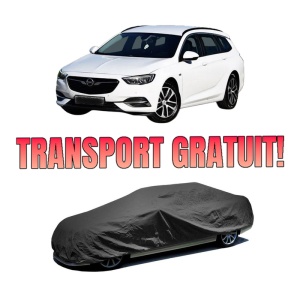 Husa tip prelata auto OPEL INSIGNIA B Sports Tourer (Z18) din 2017-2020, Culoare Negru, material textil impermeabil, rezistanta la intemperii praf UV, CARPASSION Husa Protectie, 4 Stickere auto cu OPEL