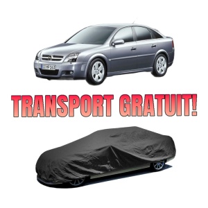 Husa tip prelata auto OPEL VECTRA C GTS (Z02) din 2002-2009, Culoare Negru, material textil impermeabil, rezistanta la intemperii praf UV, CARPASSION Husa Protectie, 4 Stickere auto cu OPEL