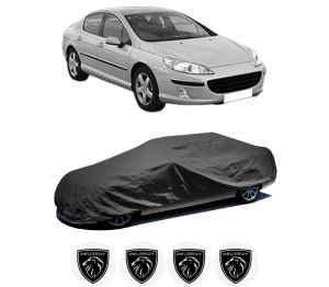 Husa tip prelata auto PEUGEOT 407 (6D_) din 2004-2011, Culoare Negru, material textil impermeabil, rezistanta la intemperii praf UV, CARPASSION Husa Protectie, 4 Stickere auto cu PEUGEOT - Img 2