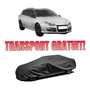 Husa tip prelata auto RENAULT LAGUNA III Grandtour (KT0/1) din 2007-2015, Culoare Negru, material textil impermeabil, rezistanta la intemperii praf UV, CARPASSION Husa Protectie, 4 Stickere auto cu RENAULT