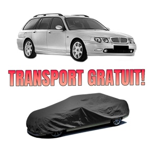 Husa tip prelata auto ROVER 75 I Tourer (RJ) din 2001-2005, Culoare Negru, material textil impermeabil, rezistanta la intemperii praf UV, CARPASSION Husa Protectie, 4 Stickere auto cu ROVER
