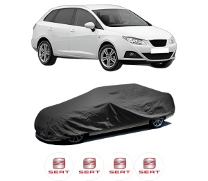 Husa tip prelata auto SEAT IBIZA IV ST (6J8, 6P8) din 2010-2016, Culoare Negru, material textil impermeabil, rezistanta la intemperii praf UV, CARPASSION Husa Protectie, 4 Stickere auto cu SEAT - Img 2