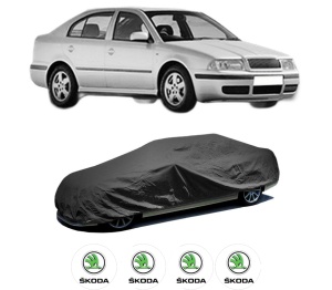 Husa tip prelata auto SKODA Octavia I (1U2) din 1996-2010, Culoare Negru, material textil impermeabil, rezistanta la intemperii praf UV, CARPASSION Husa Protectie, 4 Stickere auto cu SKODA - Img 2