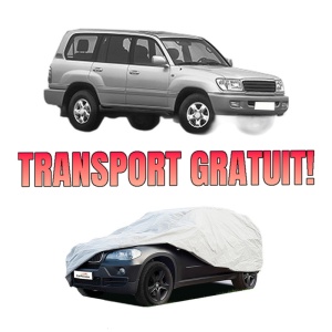Husa tip prelata auto TOYOTA LAND CRUISER 100 (_J1_) din 1998-2007, Culoare Gri, material textil impermeabil, rezistanta la intemperii praf UV, CARPASSION Husa Protectie, 4 Stickere auto cu TOYOTA