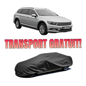 Husa tip prelata auto Volskwagen PASSAT ALLTRACK B8 Variant (3G5, CB5) din 2015-2024, Culoare Negru, material textil impermeabil, rezistanta la intemperii praf UV, CARPASSION Husa Protectie, 4 Stickere auto cu Volskwagen