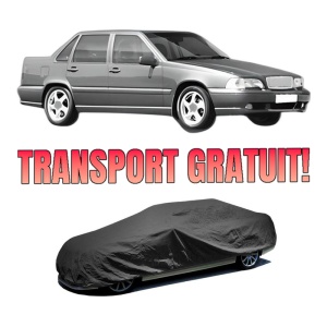 Husa tip prelata auto VOLVO S70 (874) din 1996-2000, Culoare Negru, material textil impermeabil, rezistanta la intemperii praf UV, CARPASSION Husa Protectie, 4 Stickere auto cu VOLVO