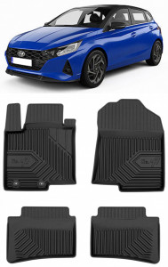 Hyundai I20 III Din 10.2020 - Prezent, Hatchback , Set Covorase Auto Tip Tavita Premium 3D, din cauciuc accesorii pentru autoturismul tau - masina v169352