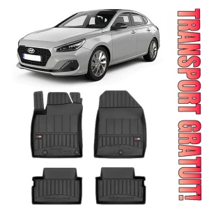 Hyundai I30 III, Fastback, Din 02.2017 - Prezent , Set Covorase Auto Tip Tavita Premium 3D, din cauciuc