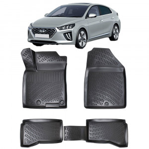 Hyundai Ioniq Hybrid 2017- Set 4 covorase auto din cauciuc tip tavita premium line 3D accesorii pentru autoturismul tau - masina v242034
