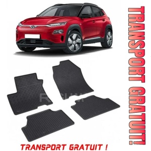 Hyundai Kona Electric, Suv, fabricat din 08.2018 - Prezent, Inclusiv Facelift, set covorase auto dedicate, din cauciuc 100% Premium - Transport Gratuit