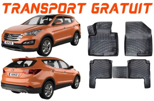 Hyundai Santa Fe III 2012-2017 Set 4 covorase auto din cauciuc tip tavita premium line 3D accesorii pentru autoturismul tau - masina v243267
