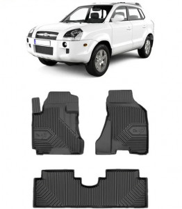 Hyundai Tucson Din 2004 - 2009, Suv , Set Covorase Auto Tip Tavita Premium 3D, din cauciuc accesorii pentru autoturismul tau - masina v168365