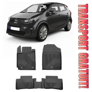 Kia Picanto II Din 04.2011 - 03.2017, Hatchback , Set Covorase Auto Tip Tavita Premium 3D, din cauciuc