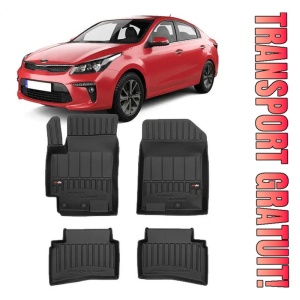 Kia Rio IV, Hatchback, Din 02.2017 - Prezent , Set Covorase Auto Tip Tavita Premium 3D, din cauciuc