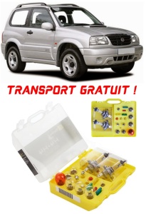 Kit trusa Set becuri H4 compatibila cu Suzuki Grand Vitara I din 1998 - 2005 , bec far, semnalizare , pozitie, iluminare numar, frana, plafoniera, stop frana