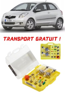Kit trusa Set becuri H4 compatibila cu Toyota Yaris I din 1999 - 2005 , bec far, semnalizare , pozitie, iluminare numar, frana, plafoniera, stop frana
