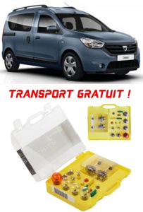 Kit trusa Set becuri H7 compatibila cu Dacia Dokker din 2012 - 2020 , bec far, semnalizare , pozitie, iluminare numar, frana, plafoniera, stop frana