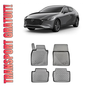 Mazda 3 IV, Hatchback, Din 03.2019 - Prezent , Set Covorase Auto Tip Tavita Premium 3D, din cauciuc