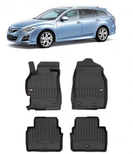 Mazda 6 II Din 2008 - 12.2012, Combi , Set Covorase Auto Tip Tavita Premium 3D, din cauciuc accesorii pentru autoturismul tau - masina v163830